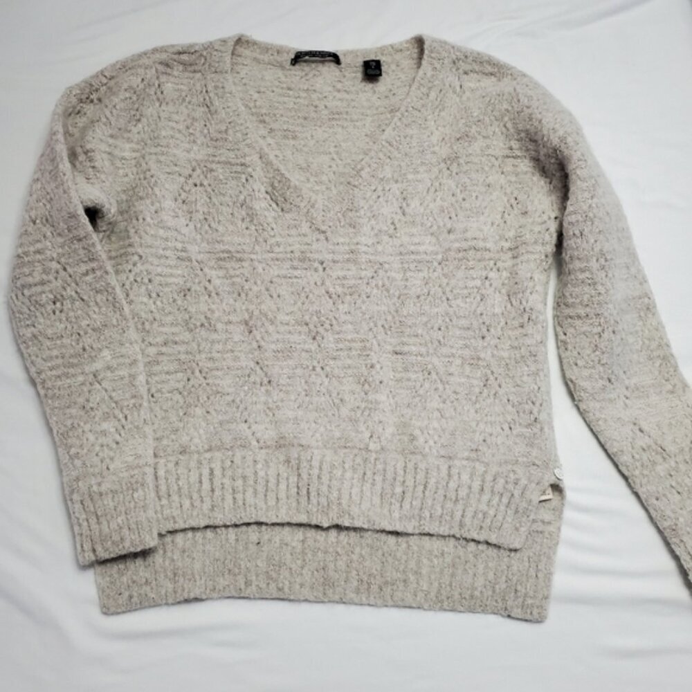 Maison Scotch & Soda Alpaca Mohair Blend V-Neck Knit Sweater Oatmeal Size 1 S